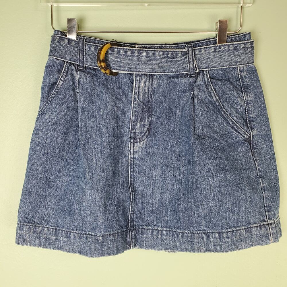 Free People We The Free Pleated Denim Belted Mini Skirt Size 26